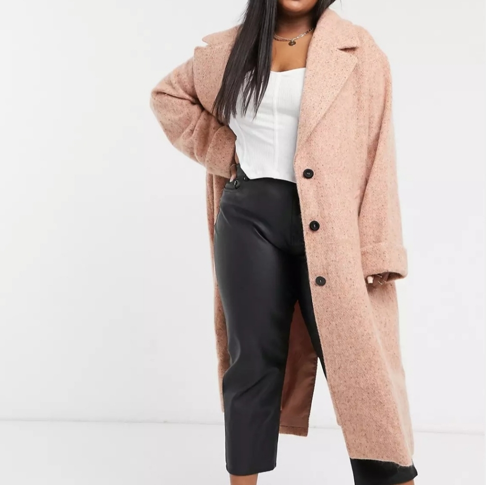 ASOS batwing textured slouchy oversized coat in pink